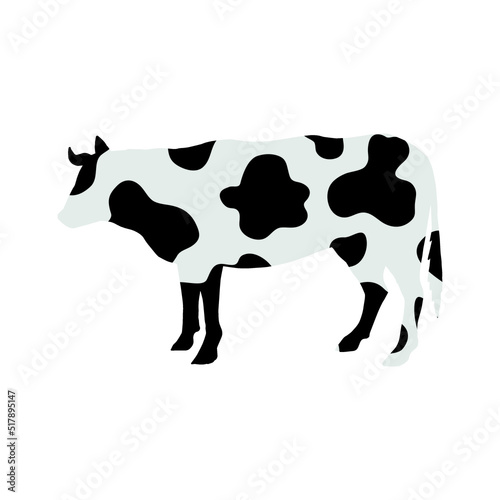 Vector flat cow silhouette with cow print isolated on white background