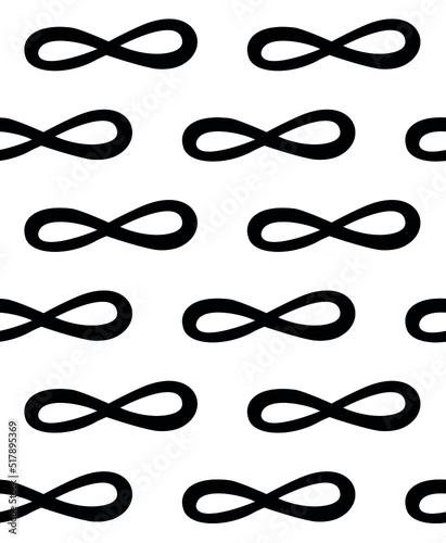 Vector seamless pattern of hand drawn doodle sketch infinity sign isolated on white background