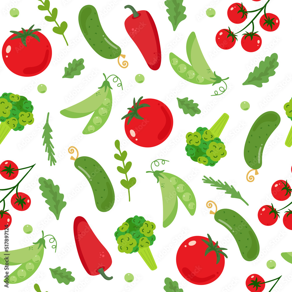 Fototapeta premium Fresh vegetable seamless pattern Healthy food back