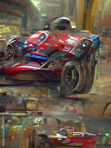 digital abstract bid of a sports car