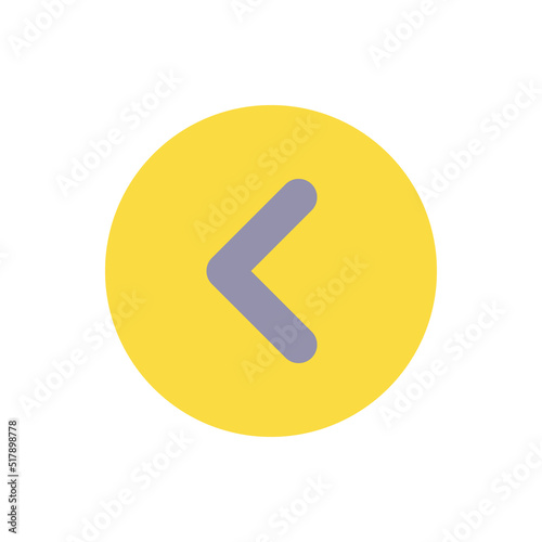 Arrow left button flat color ui icon. Move back. Toolbar control element. Previous track. Menu command. Simple filled element for mobile app. Colorful solid pictogram. Vector isolated RGB illustration