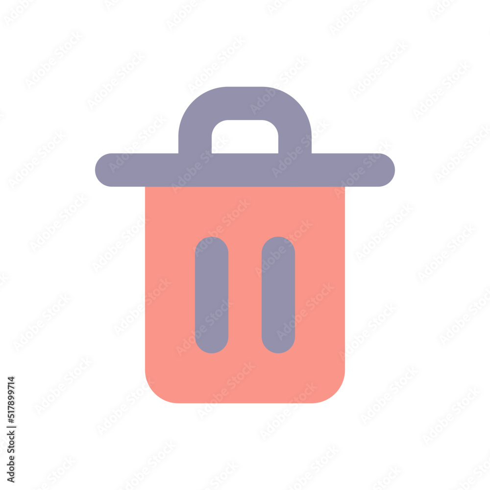 Trash can flat color ui icon. Delete button. Recycle bin. Waste container. Automatic deletion. Simple filled element for mobile app. Colorful solid pictogram. Vector isolated RGB illustration Trash can flat color ui icon. Delete button. Recycle bin. Waste container. Automatic deletion. Simple filled element for mobile app. Colorful solid pictogram. Vector isolated RGB illustration