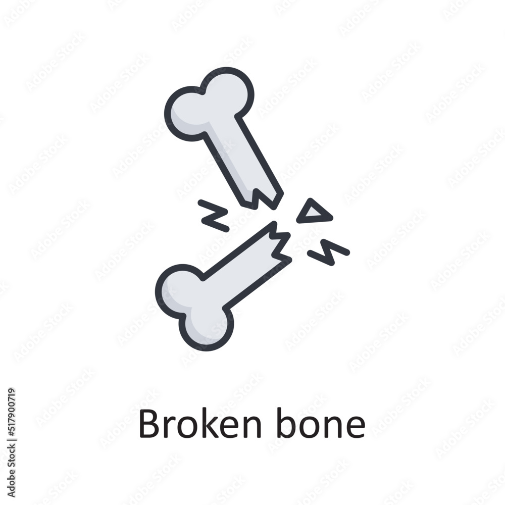 Broken Bone vector Filled Outline Icon Design illustration. Medical Symbol on White background EPS 10 File Broken Bone vector Filled Outline Icon Design illustration. Medical Symbol on White background EPS 10 File