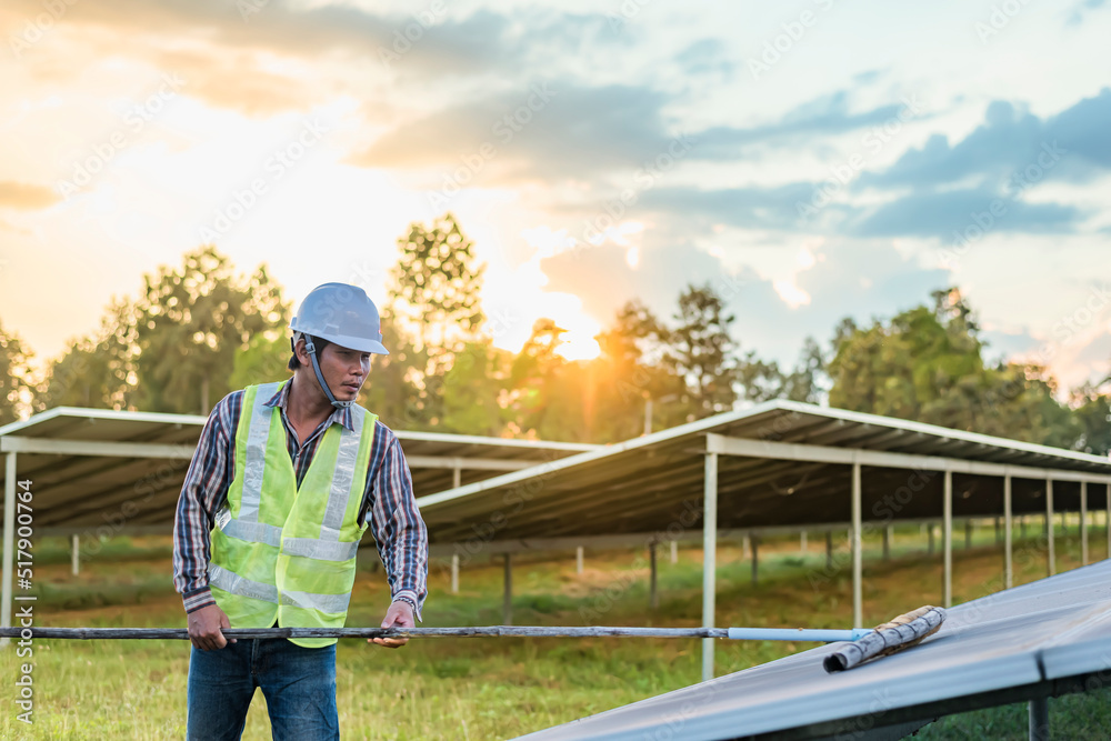 ngineering cleaning solar cell.concept of working with solar power. ngineering cleaning solar cell.concept of working with solar power.