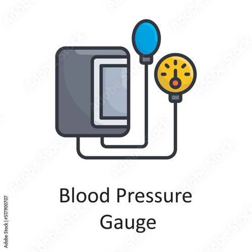 Blood pressure gauge vector Filled Outline Icon Design illustration. Medical Symbol on White background EPS 10 File