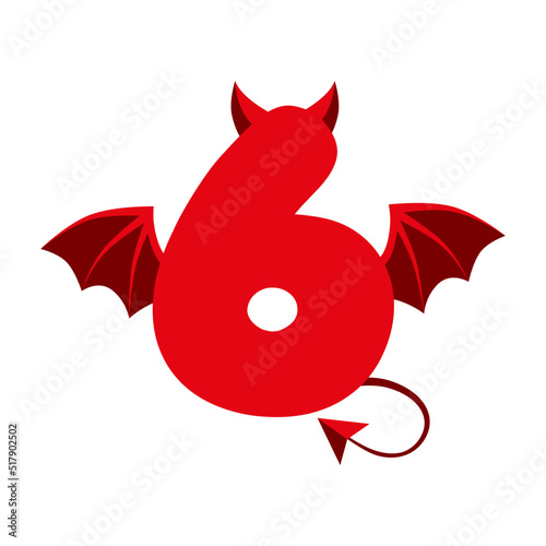 Devil red 6 number with wings for ui games.