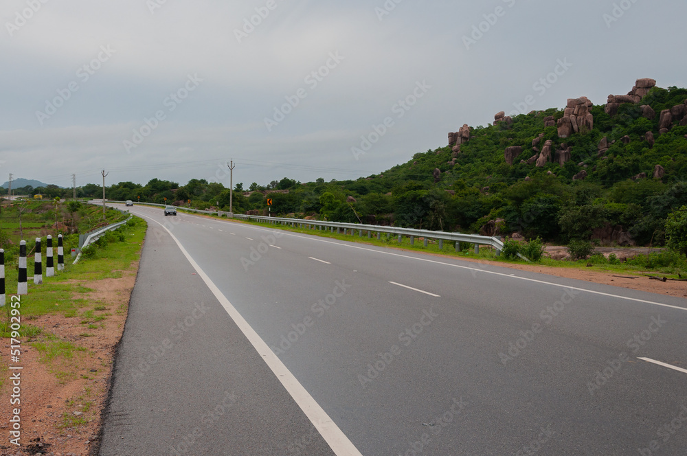 Indian highway road through rural India