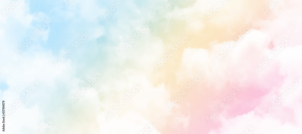 Cloud background with a pastel colour. Watercolor painted background. Abstract Illustration wallpaper. Brush stroked painting.