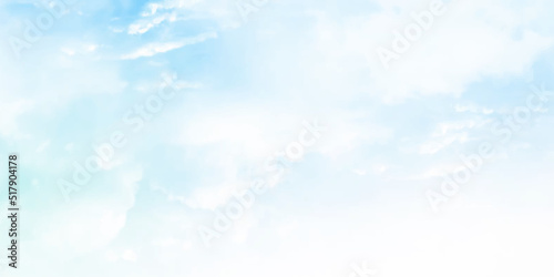 blue sky and white clouds. Freshness of the new day. Bright blue background. Relaxing feeling like being in the sky.