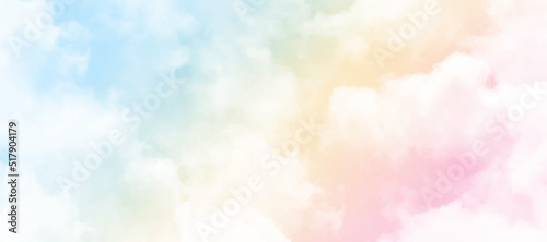 Cloud background with a pastel colour. Watercolor painted background. Abstract Illustration wallpaper. Brush stroked painting.
