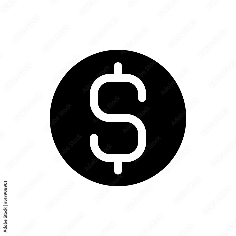 Dollar coin black glyph ui icon. Currency and money. Finance and banking. User interface design. Silhouette symbol on white space. Solid pictogram for web, mobile. Isolated vector illustration Dollar coin black glyph ui icon. Currency and money. Finance and banking. User interface design. Silhouette symbol on white space. Solid pictogram for web, mobile. Isolated vector illustration