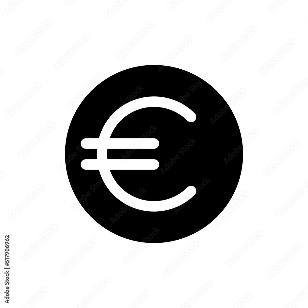Euro coin black glyph ui icon. Currency and money. Finance and banking. User interface design. Silhouette symbol on white space. Solid pictogram for web, mobile. Isolated vector illustration Euro coin black glyph ui icon. Currency and money. Finance and banking. User interface design. Silhouette symbol on white space. Solid pictogram for web, mobile. Isolated vector illustration