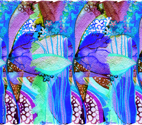 20-oz Tumbler Sublimation design. Colorful pink, blue, purple abstraction. Watercolor texture.