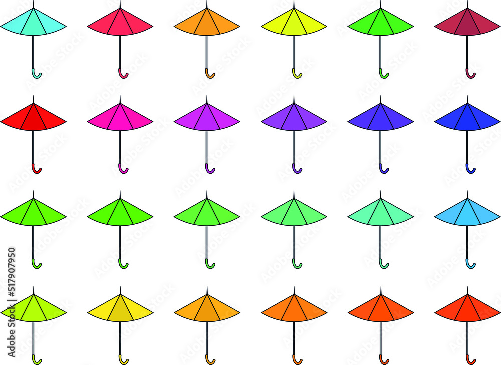 Obraz premium colorful Illustrations of Umbrella. Flat design of umbrella. Vector illustration set of different coloured umbrellas.