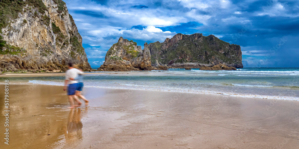 Coastline and Cliffs, Beach of La Franca, Protrected Landscape of the Oriental Coast of Asturias, La Franca, Ribadedeva, Asturias, Spain, Europe Coastline and Cliffs, Beach of La Franca, Protrected Landscape of the Oriental Coast of Asturias, La Franca, Ribadedeva, Asturias, Spain, Europe
