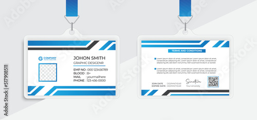 Modern identity Employee Abstract professional corporate office Id card design Simple and Clean ID Card Design template