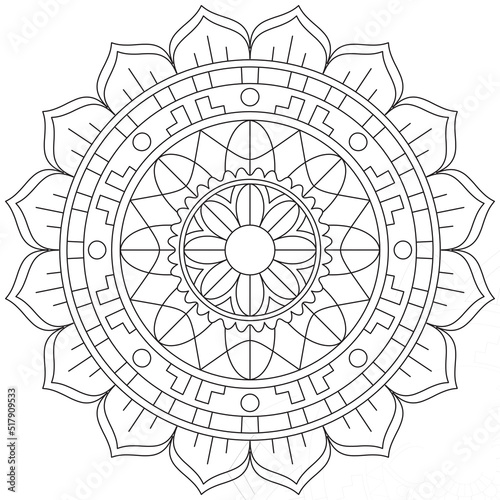 Leaf Flower Petal Coloring Mandala Art Simple Graphic Shape Vector Floral Oriental Outline Vintage Decorative Elements Pattern Illustration Islam Arabic Indian Turkish Mystic Religion Morals Lotus