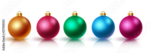 Christmas balls vector set design. Christmas ball decoration in white background for xmas holiday season colorful decor elements. Vector illustration.
