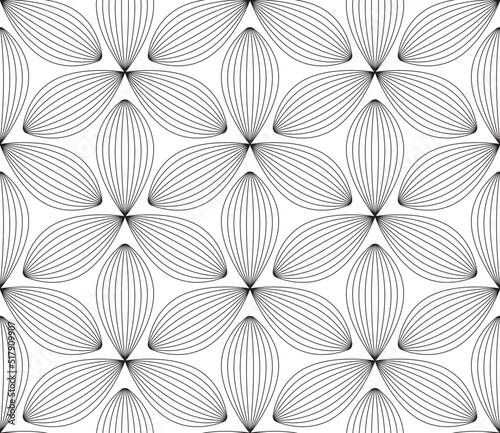 Vector seamless line simple flowers texture. Isolated on white background