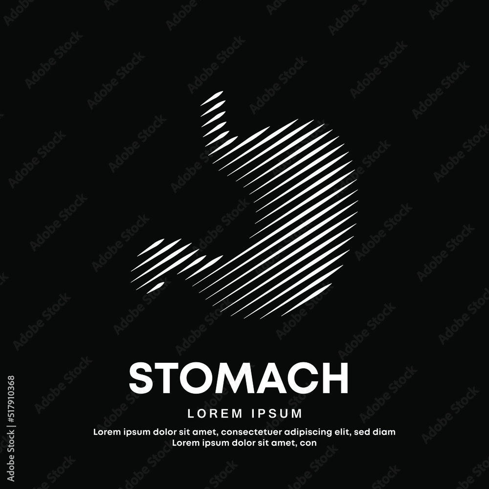 Human stomach medical structure. simple line art stomach logo design vector illustration on dark background. digestive system vector template suitable for organization, company, or community. EPS 10 Human stomach medical structure. simple line art stomach logo design vector illustration on dark background. digestive system vector template suitable for organization, company, or community. EPS 10