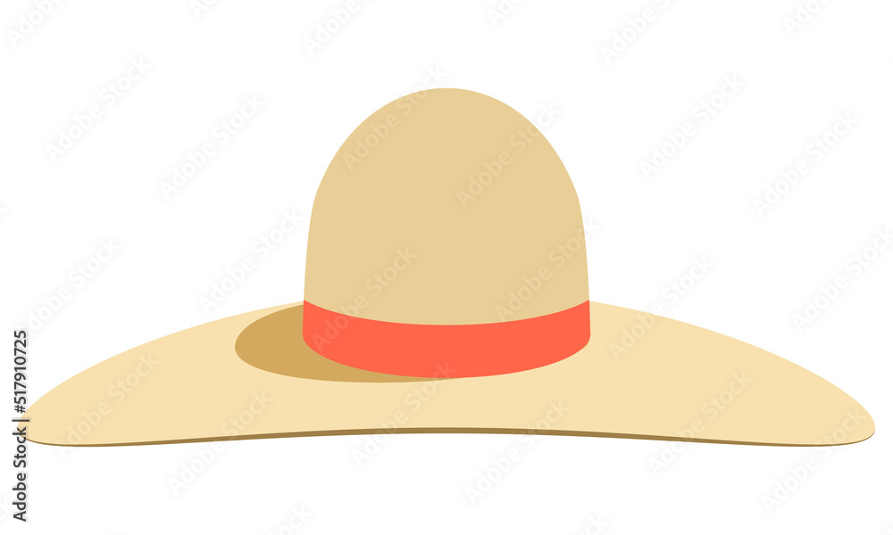 Straw hat with an orange ribbon. Cartoon illustration Straw hat with an orange ribbon. Cartoon illustration