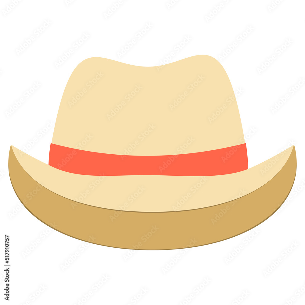 Straw hat with an orange ribbon. Cartoon illustration Straw hat with an orange ribbon. Cartoon illustration