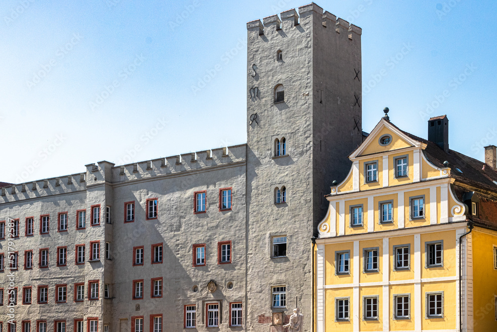 house facades and details in the streets of Regensburg, Bavaria