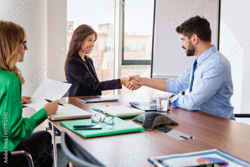 Business people shaking hands during business meeting