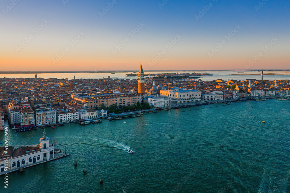 Amazing rooftop skyline of Venice at dusk