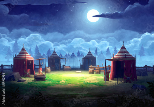 Painting of roman camp at night photo