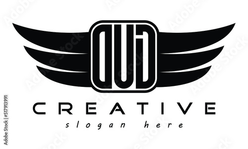 OUD three Letter Wings minimalist creative concept flag Flying abstract Initial wing symbol icon professional logo design, Vector template