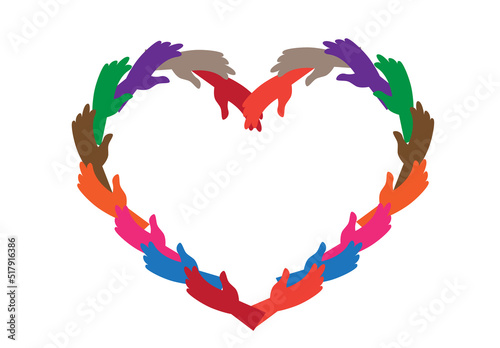 Hands hold each other to connect to one another concept. Editable Clip Art.