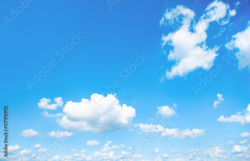 blue sky landscape with clouds on a sunny day