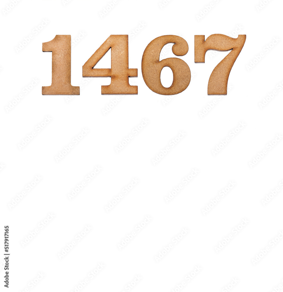 Number 1467 - Piece of wood isolated on white background Number 1467 - Piece of wood isolated on white background