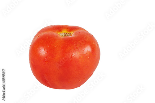 One red ripe tomato on a white background. Tomato isolate.