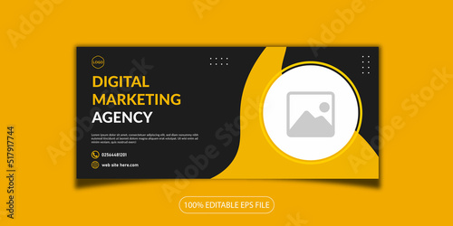 Digital marketing business agency facebook linkdin social media cover photo design with creative shape or web banner for digital marketing business