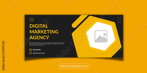 Digital marketing business agency facebook linkdin social media cover photo design with creative shape or web banner for digital marketing business