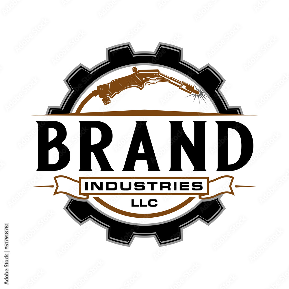vector welding logo design. gear welding torch theme for welding