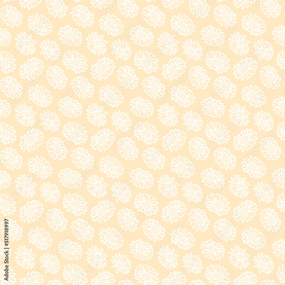 Vector white camomiles yellow repeat pattern
