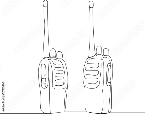 one continuous line drawing of walkie-talkie, isolated vector