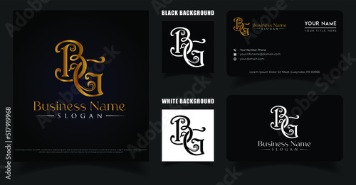 BG Ornament Logo, Business Card Template, Initials B&G Monogram Vector Logo Inspiration