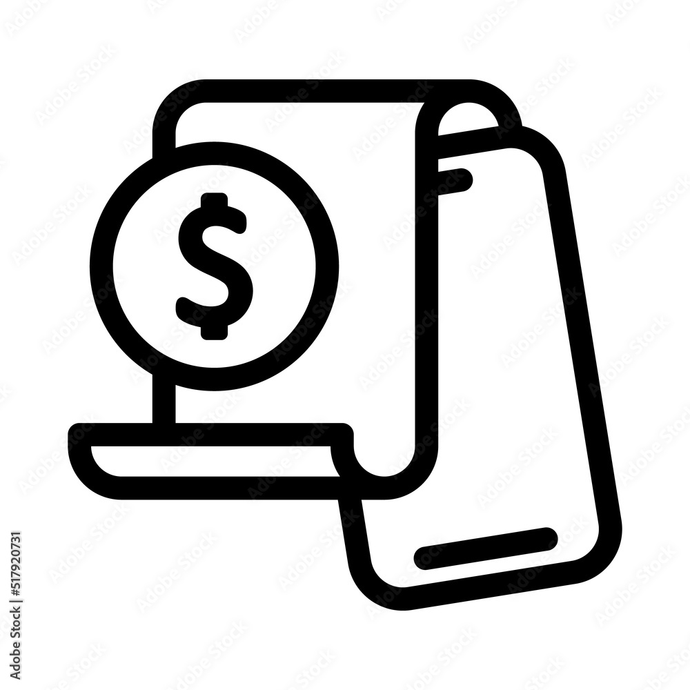 Electronic E-Invoice, online shopping or e-commerce. Electronic bill and mobile bank line vector illustration Electronic E-Invoice, online shopping or e-commerce. Electronic bill and mobile bank line vector illustration
