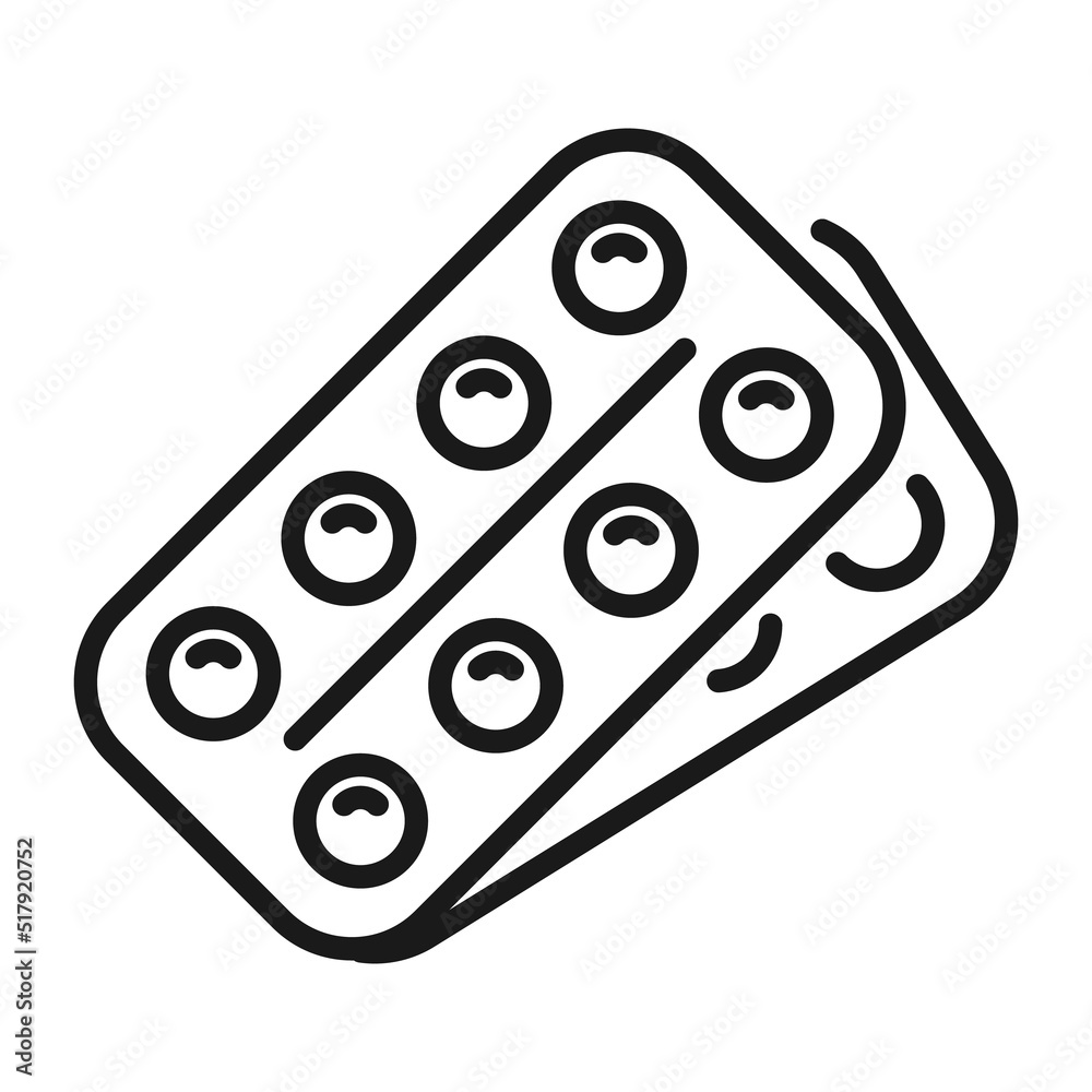 Pill pack icon, round medicines in package line or outline vector illustration. Pill pack icon, round medicines in package line or outline vector illustration.