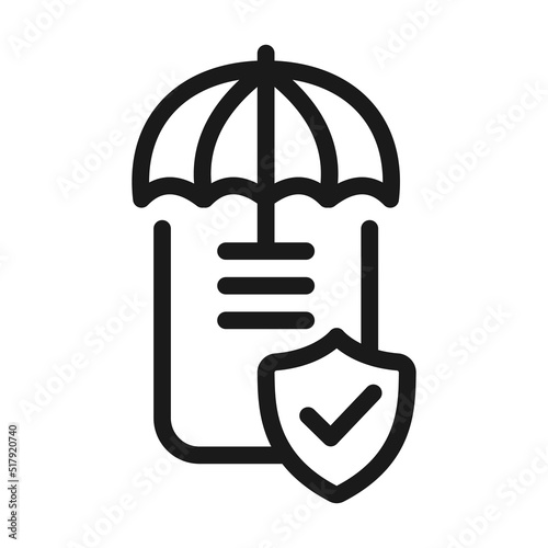 Insurance policies icon. Covering insurance policy with umbrella. Linear vector illustration
