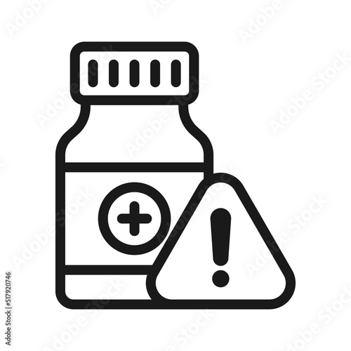 Medical Overdose pill or capsule icon, Dangerous drug line or linear vector illustration .