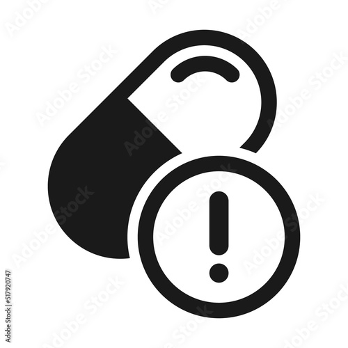 Medical Overdose pill or capsule icon, Dangerous drug vector illustration .