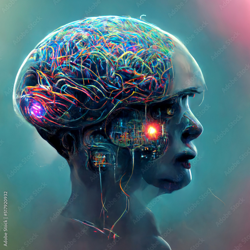 Obraz premium artificial neural network, digital illustration