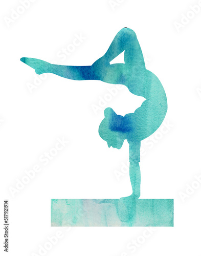 Silhouette  Gymnast Gymnastics Watercolor