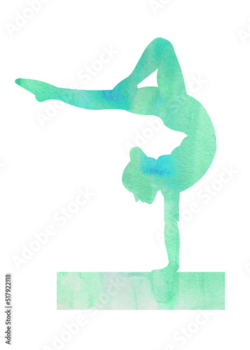 Silhouette  Gymnast Gymnastics Watercolor
