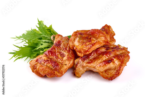 Roasted Buffalo chicken, barbecue dishes, isolated on white background.